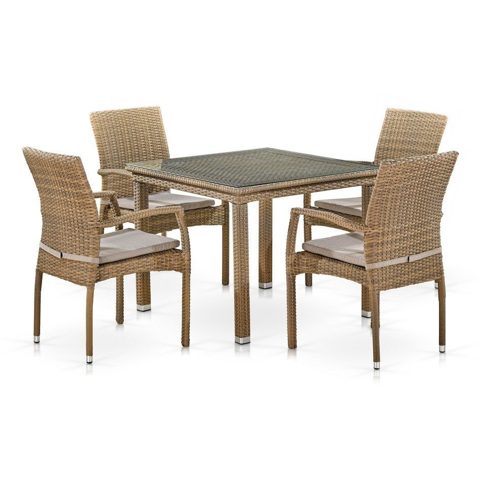 Комплект плетеной мебели T257B/Y379B-W65 Light Brown (4+1) 