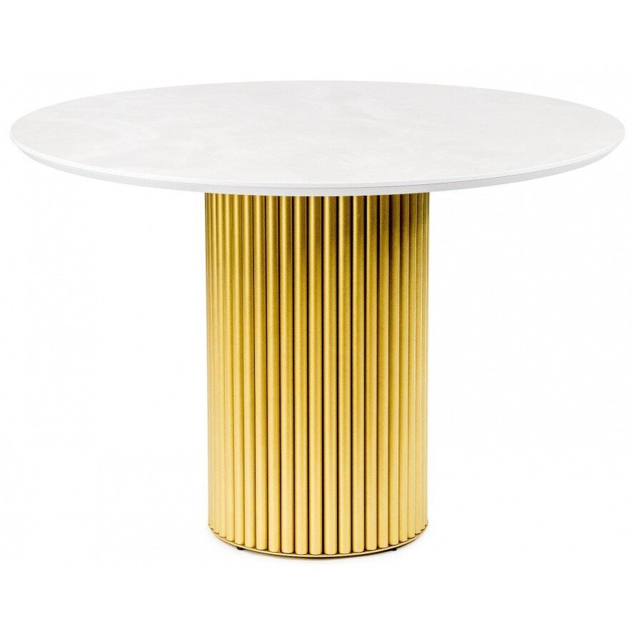 Керамический стол Барел 110 onyx bianco soft satin / золотой Керамический стол Барел 110 onyx bianco soft satin / золотой
