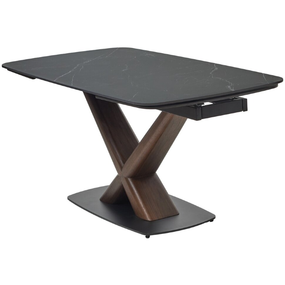 Стол БЛАНКО (BLANCO) 160 цвет ЧЕРНЫЙ МРАМОР МАТОВЫЙ (MATT BLACK MARBLE SOLID CERAMIC / ОРЕХ, ®DISAUR Стол БЛАНКО (BLANCO) 160 цвет ЧЕРНЫЙ МРАМОР МАТОВЫЙ (MATT BLACK MARBLE SOLID CERAMIC / ОРЕХ, ®DISAUR