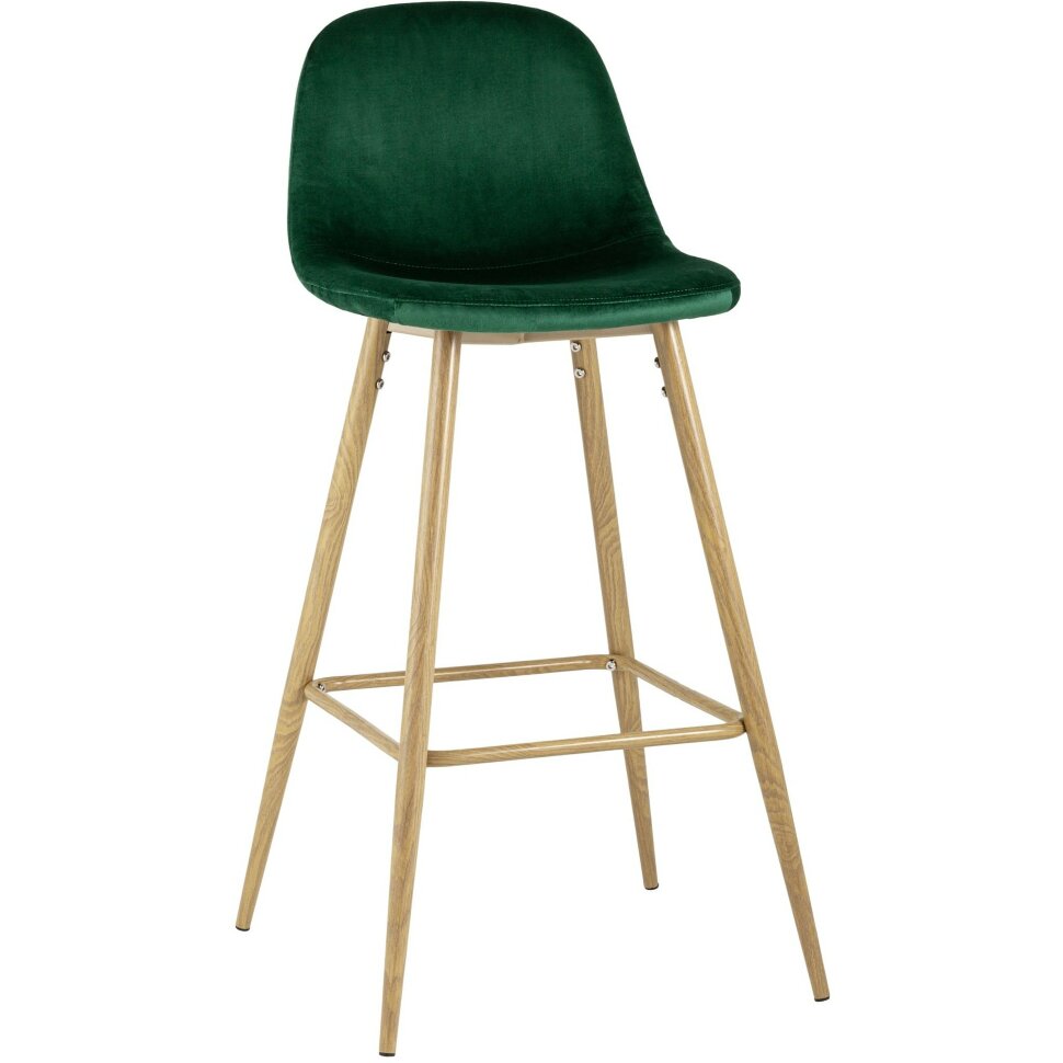 Стул барный Stool Group Валенсия зеленый обивка из велюра ножки из металла стилизованные под дерево с подножкой 