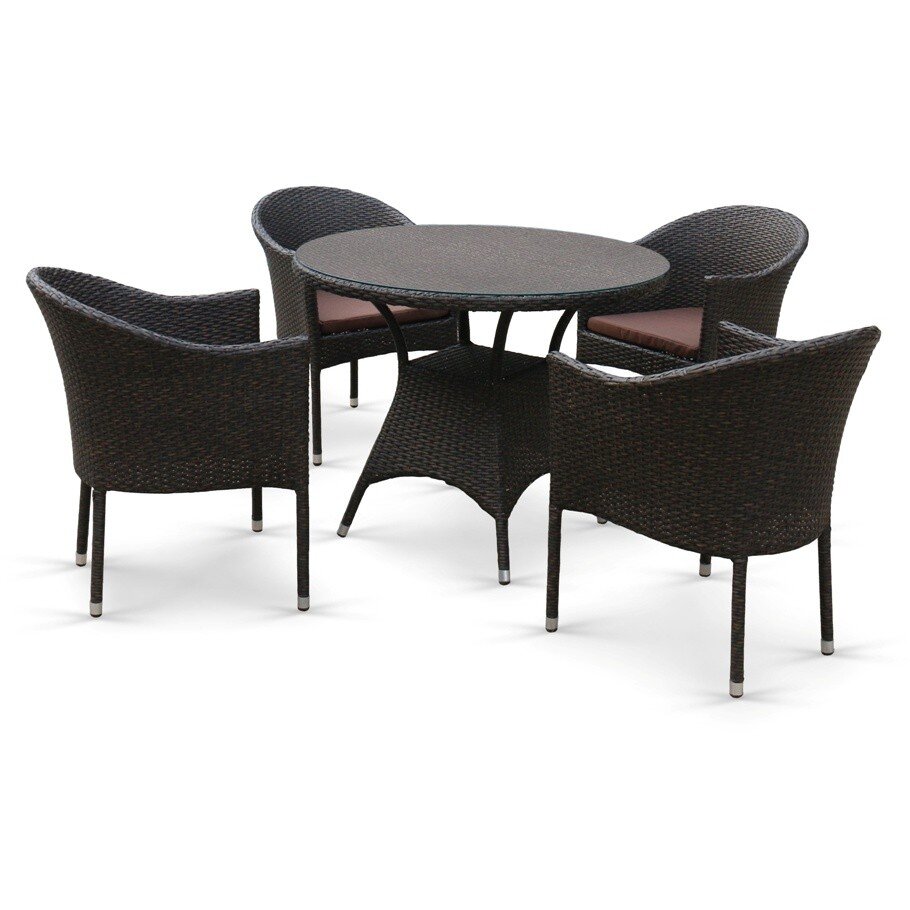 Комплект мебели из иск. ротанга T197ANS/Y350A-W53 Brown (4+1) Комплект мебели из иск. ротанга T197ANS/Y350A-W53 Brown (4+1)