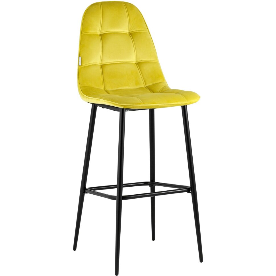 Стул барный Stool Group Тейлор велюр жёлтый ножки металл черные Стул барный Stool Group Тейлор велюр жёлтый ножки металл черные